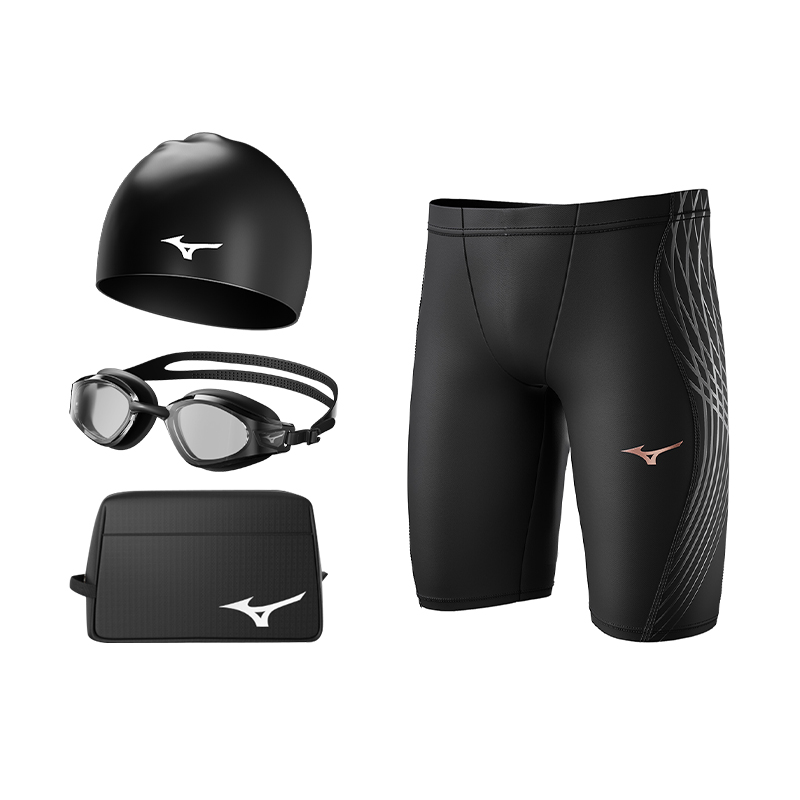 

Комплект снаряжения для плавания Mizuno, C148 Four-Piece Set[Mid-Length Swim Shorts+Swimming Cap+Swim Goggles+Swim Bag]