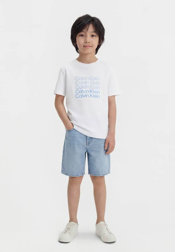 Футболка унисекс с принтом логотипа stacked Calvin Klein Jeans, White