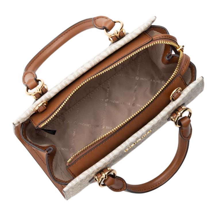 

MICHAEL KORS Маленькая женская сумка кросс-боди MARILYN из лакированного холста цвета vanilla