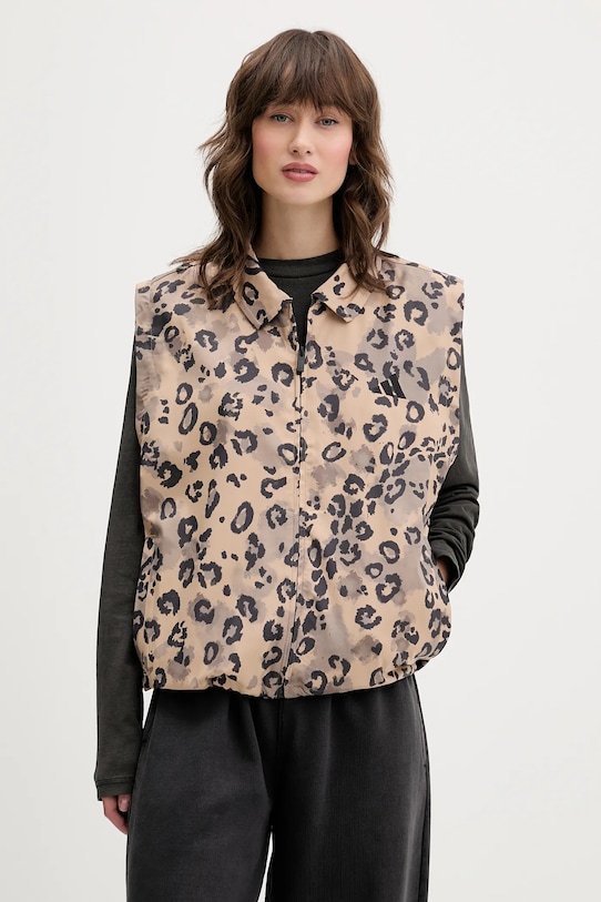

Жилет с тремя полосками и анималистичным принтом Adidas, бежевый
