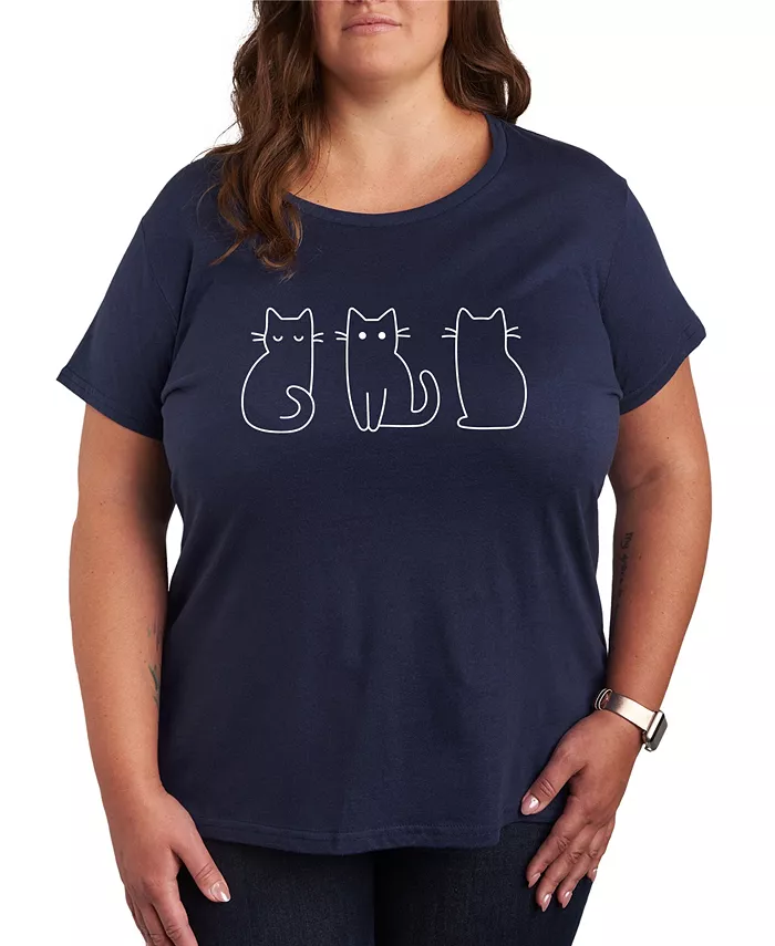 

Трендовая футболка с круглым вырезом и принтом кошек размера плюс Hybrid Apparel, синий