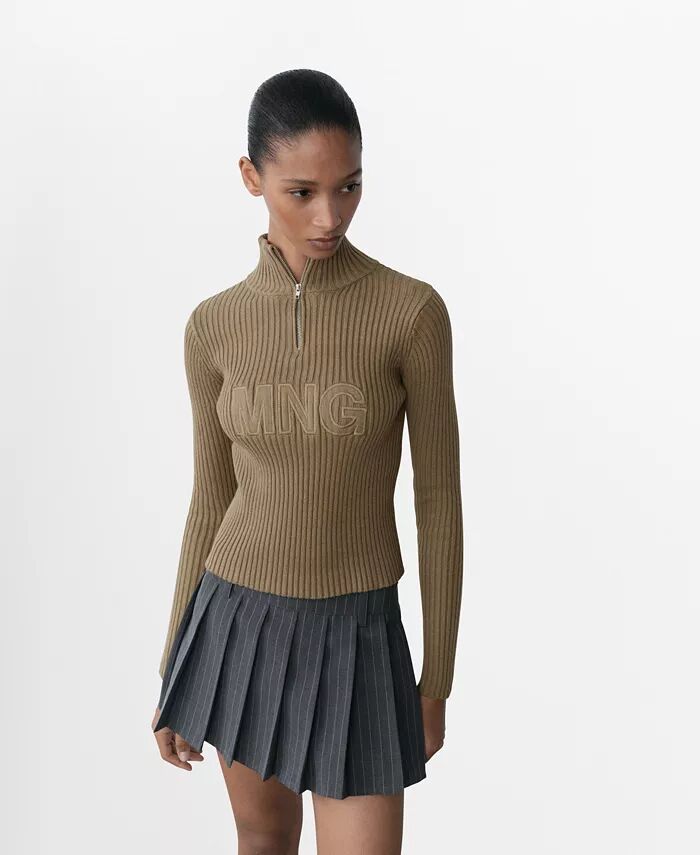 

Женский свитер с логотипом Perkins на шее MANGO, коричневый/бежевый