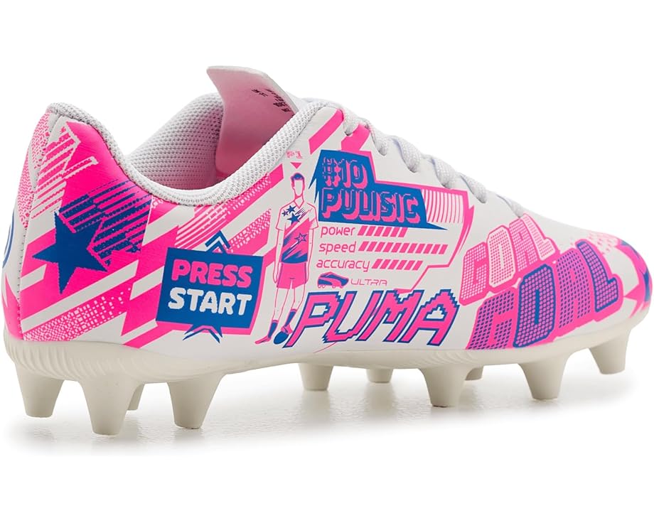 Детские бутсы Puma Ultra Pulisic Artificial, Firm Ground (для малышей/детей/подростков) PUMA Kids, White/Poison Pink/Ultra Blue — фото 3