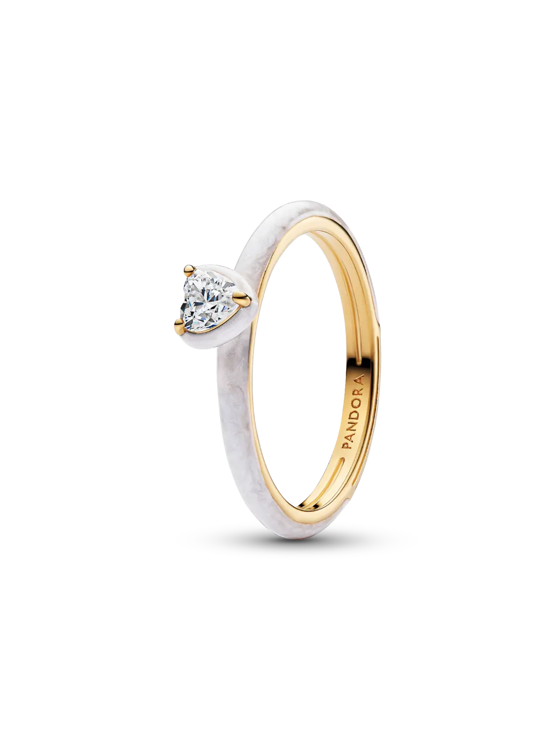 

Белое кольцо-чакра-сердце Pandora, 14-каратное золотое покрытие