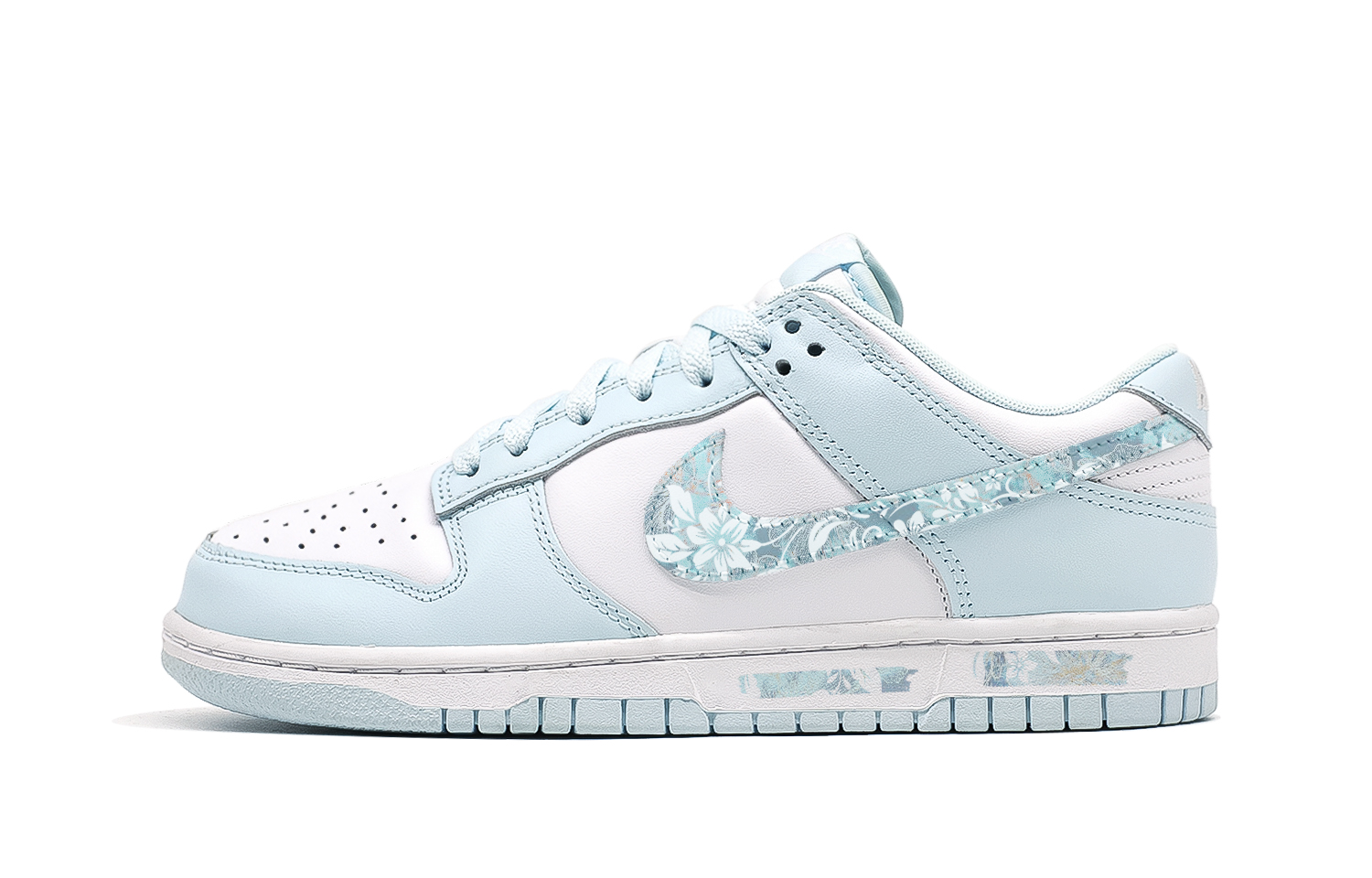 

Nike Кроссовки для скейтбординга Dunk Morning Dew Cloud Floral с нескользящим и дышащим верхом, низкие, синие, белые, для подростков