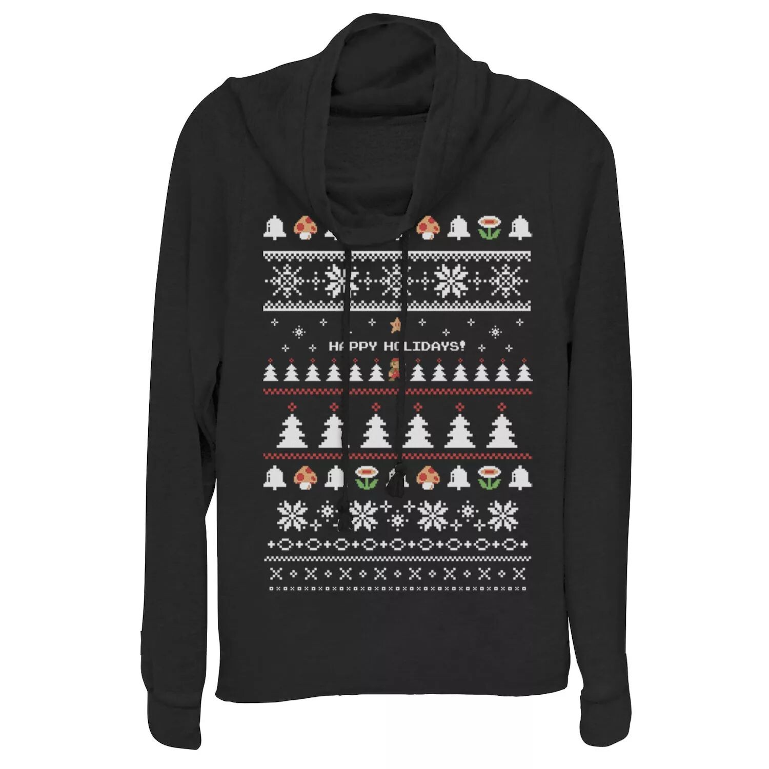 

Толстовка с капюшоном Nintendo Super Mario Bros Happy Holidays Licensed Character, черный