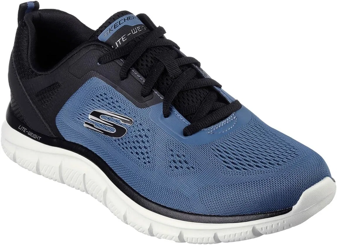 Мужские спортивные кроссовки Skechers Track Broader, Blue Mesh Pu Black Trim — фото 2