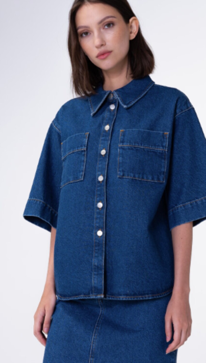 

Блузка с коротким рукавом Aligne Blouse GIANA SHORT SLEEVE DENIM, синий