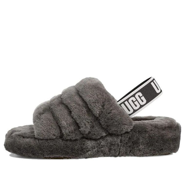 Сандалии пушистые да слайд толстая подошва тапочки Ugg, серый