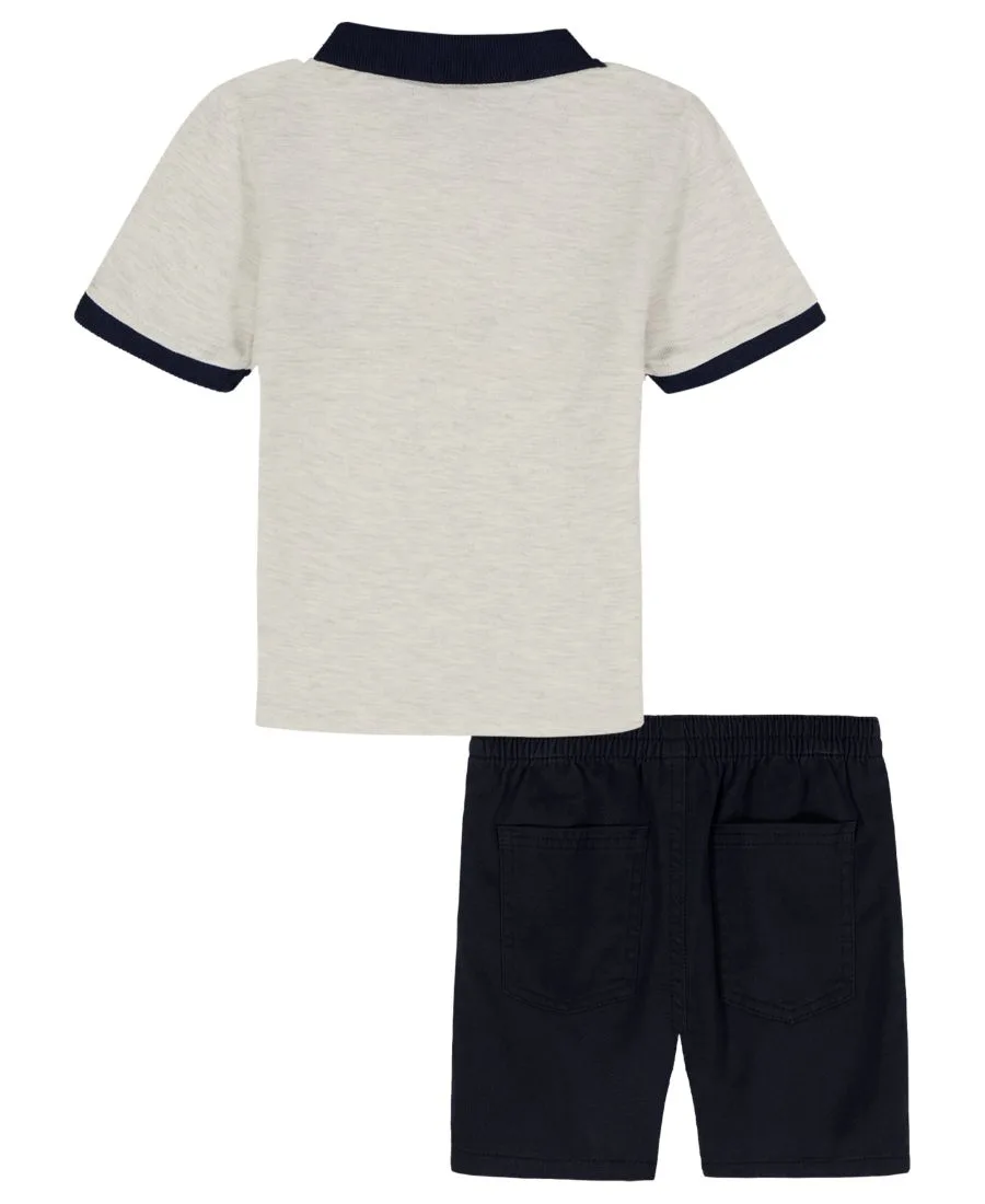 Детский комплект из рубашки-поло с воротником и шорт (2 размера, 2T-7) Tommy Hilfiger, белый heather/темно-синий blazer — фото 4