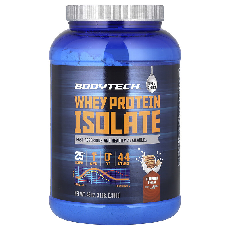 

BodyTech, Изолят сывороточного протеина, хлопья с корицей, 1360 г (3 фунта)
