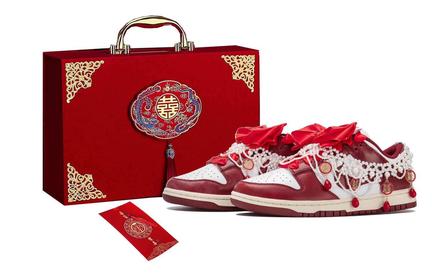 

Кроссовки Nike Dunk Skateboarding Shoes Women's Low-top White/red, белый/красный