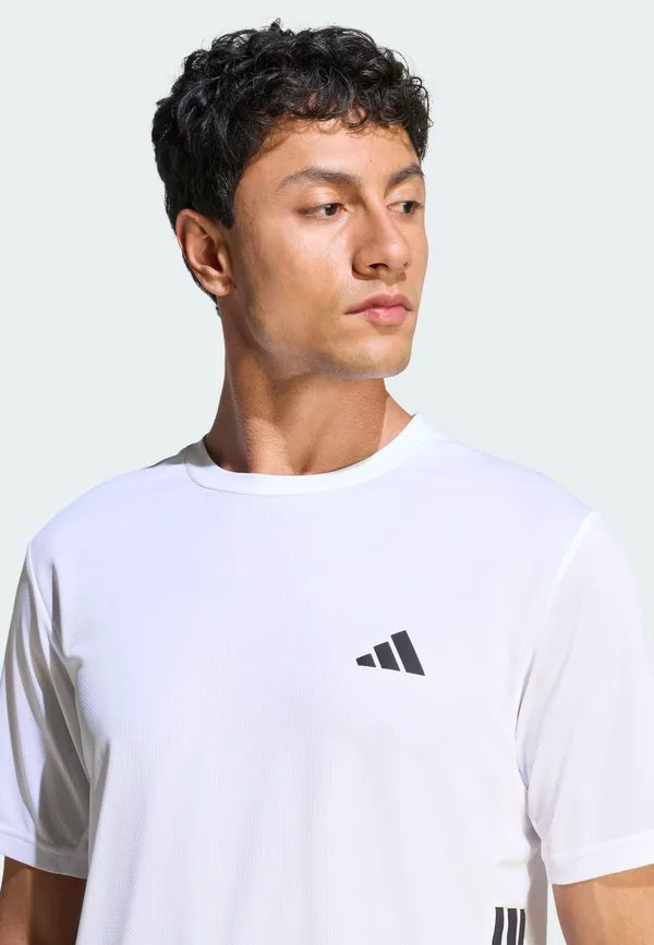 Базовая футболка с принтом "3 полоски" для тренировок Adidas Performance, White Black — фото 3