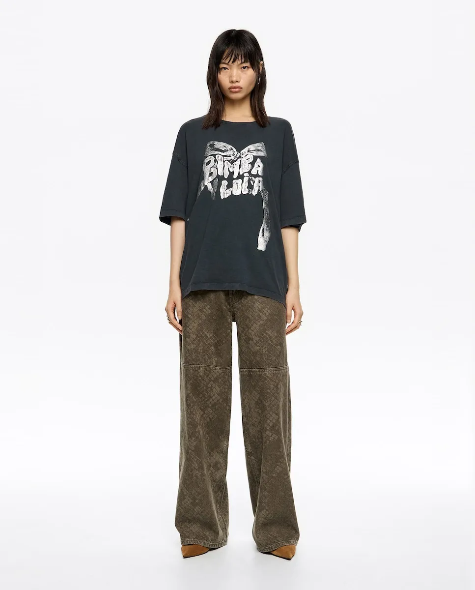 

Женские брюки прямого кроя с высокой талией и широкими штанинами Bimba Y Lola, коричневый