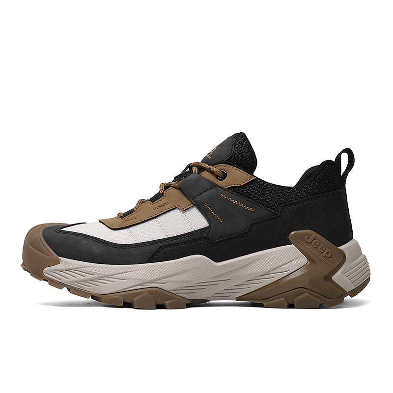 

Кроссовки мужские низкие Cow Split Leather Outdoor Jeep, черный коричневый