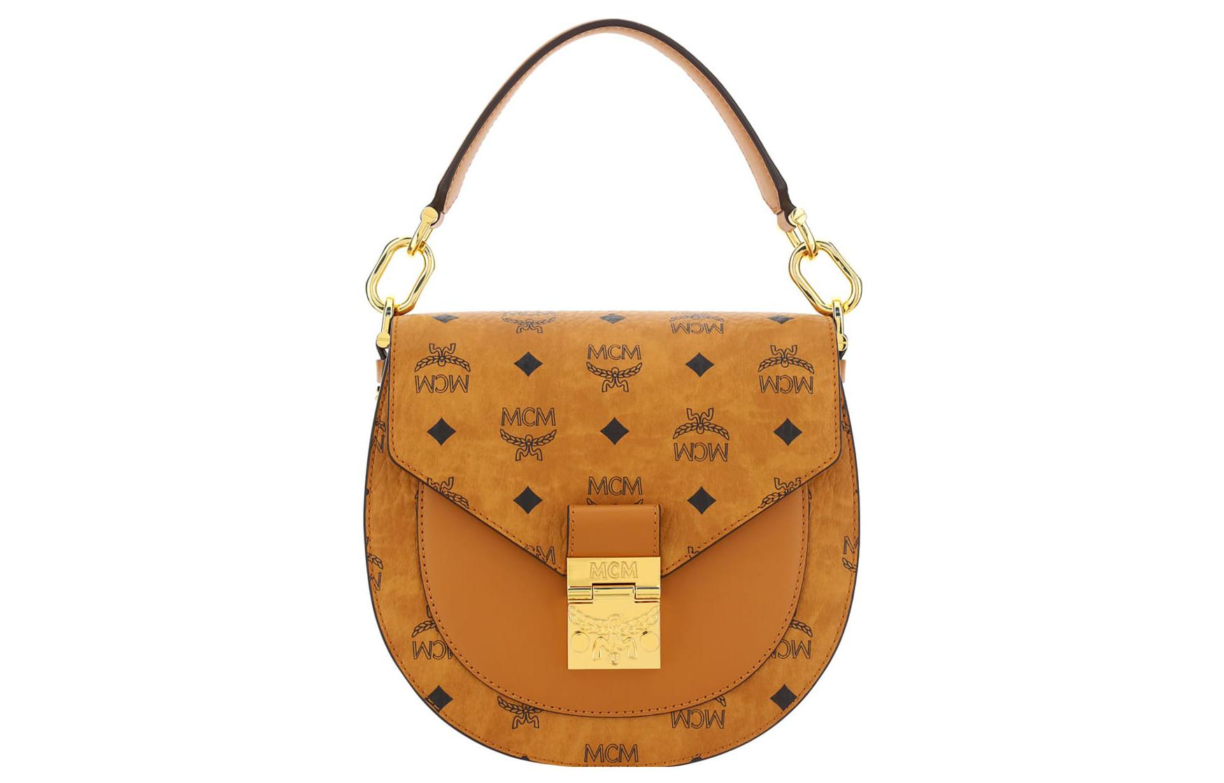 

MCM Кожаная седельная сумка-кошелек маленькая женская коричневая коньяк