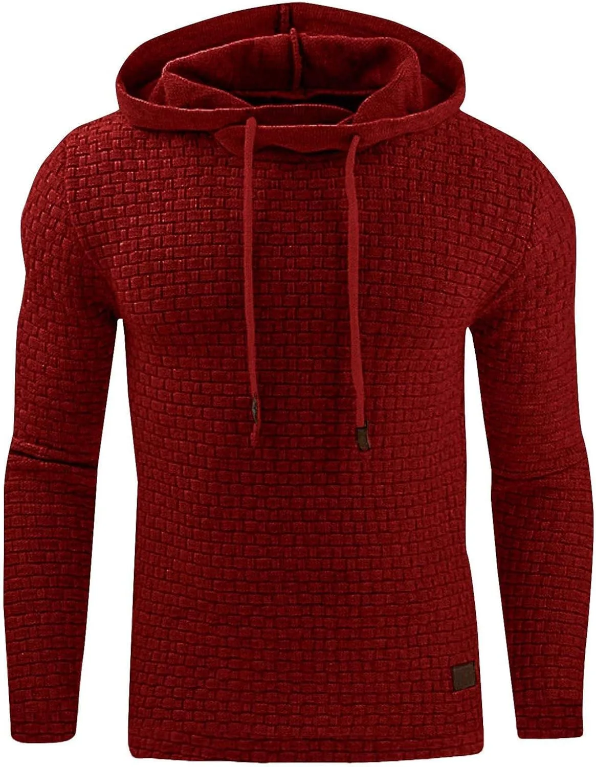 

Мужской худи с капюшоном на шнурке, плюс сайз, вафельная вязка