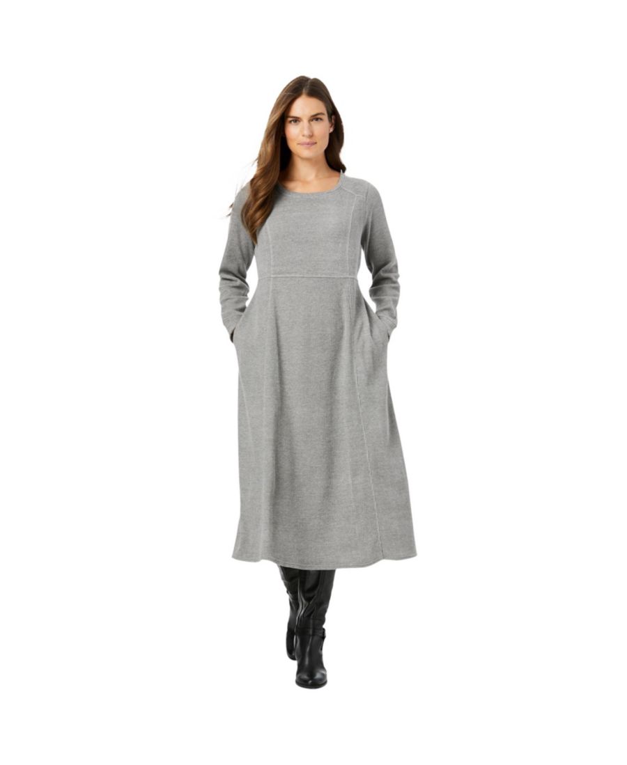 

Платье А-силуэта из термотрикотажа для миниатюрных и полных женщин Woman Within, Medium heather grey