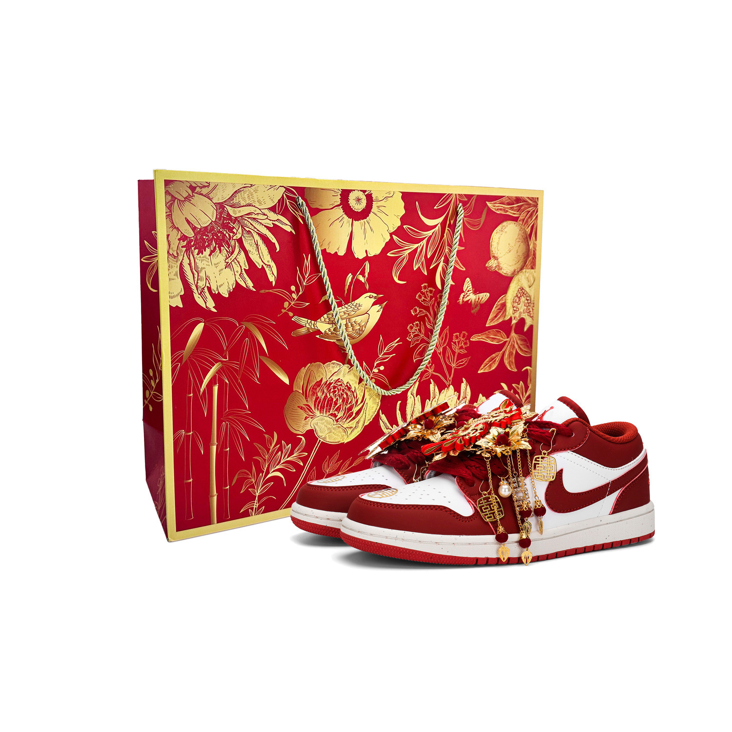

Jordan Air 1 Phoenix Crown And Auspicious Steps, кроссовки баскетбольные низкие с амортизацией Shopping Bag, unisex, красные