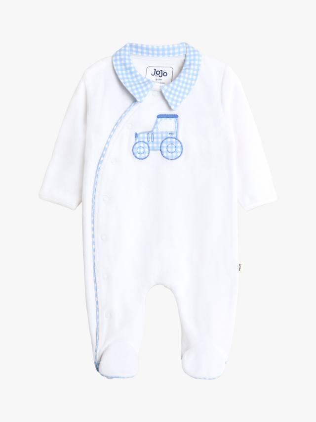 

Детский комбинезон на ножках с аппликацией из велюра в стиле трактора JoJo Maman Bébé, White