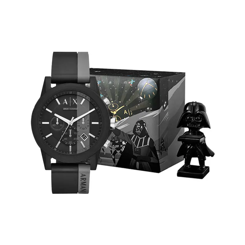 

Часы мужские AE Darth Vader с кварцевым механизмом, силиконовым ремешком и черным циферблатом ARMANI EXCHANGE