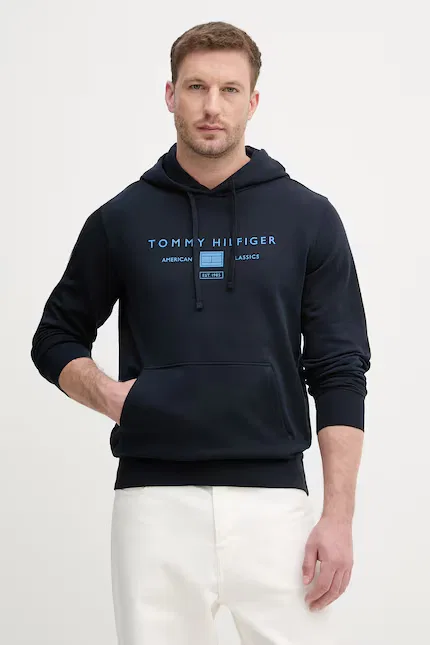 Олимпийка с капюшоном хлопковая Tommy Hilfiger, синий