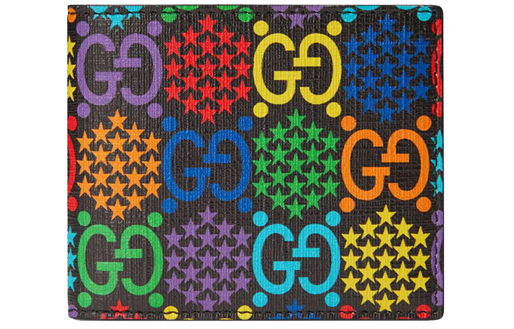 

GUCCI Мужской кошелек из холста с кожаной сумкой, черный/разноцветный