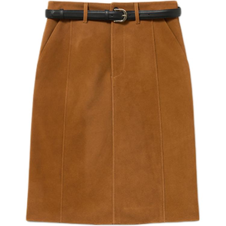 

Юбка из замши с поясом Self-portrait, коричневый
