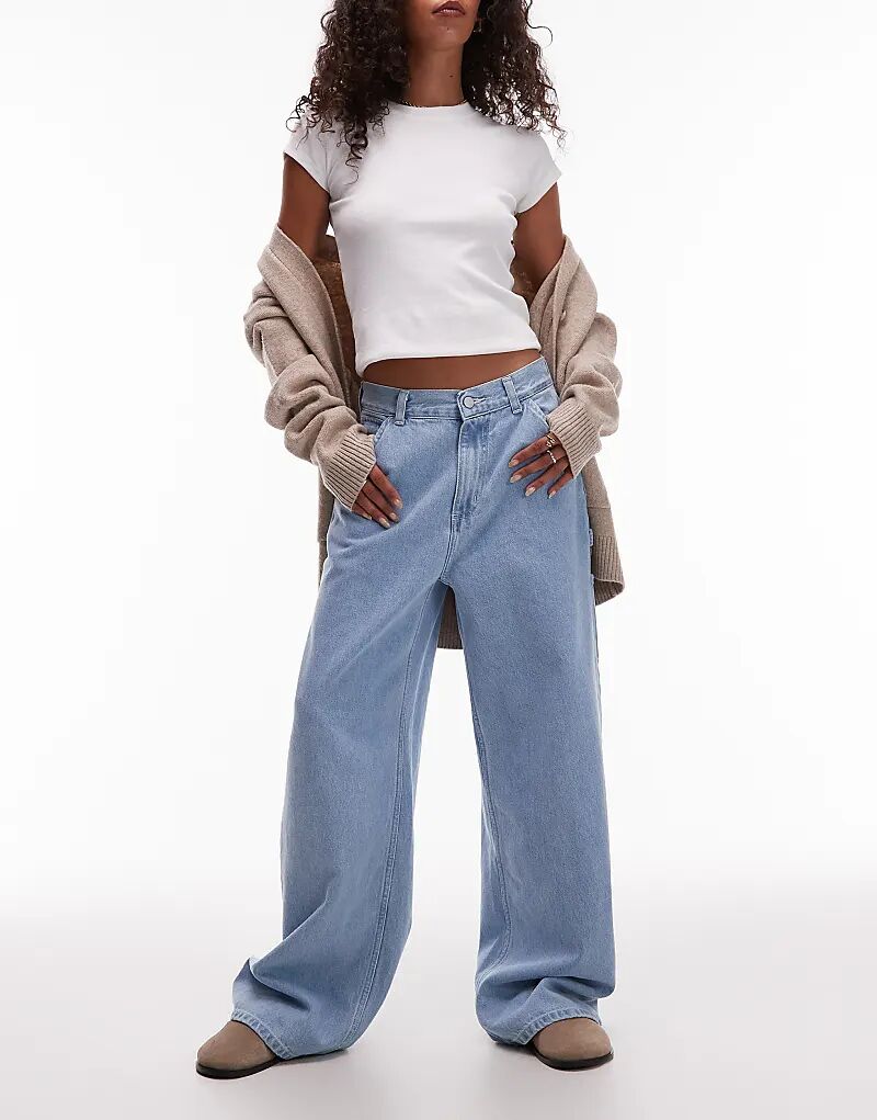 

Джинсы Carhartt WIP jens с широкими штанинами светло-голубого цвета с эффектом потертости