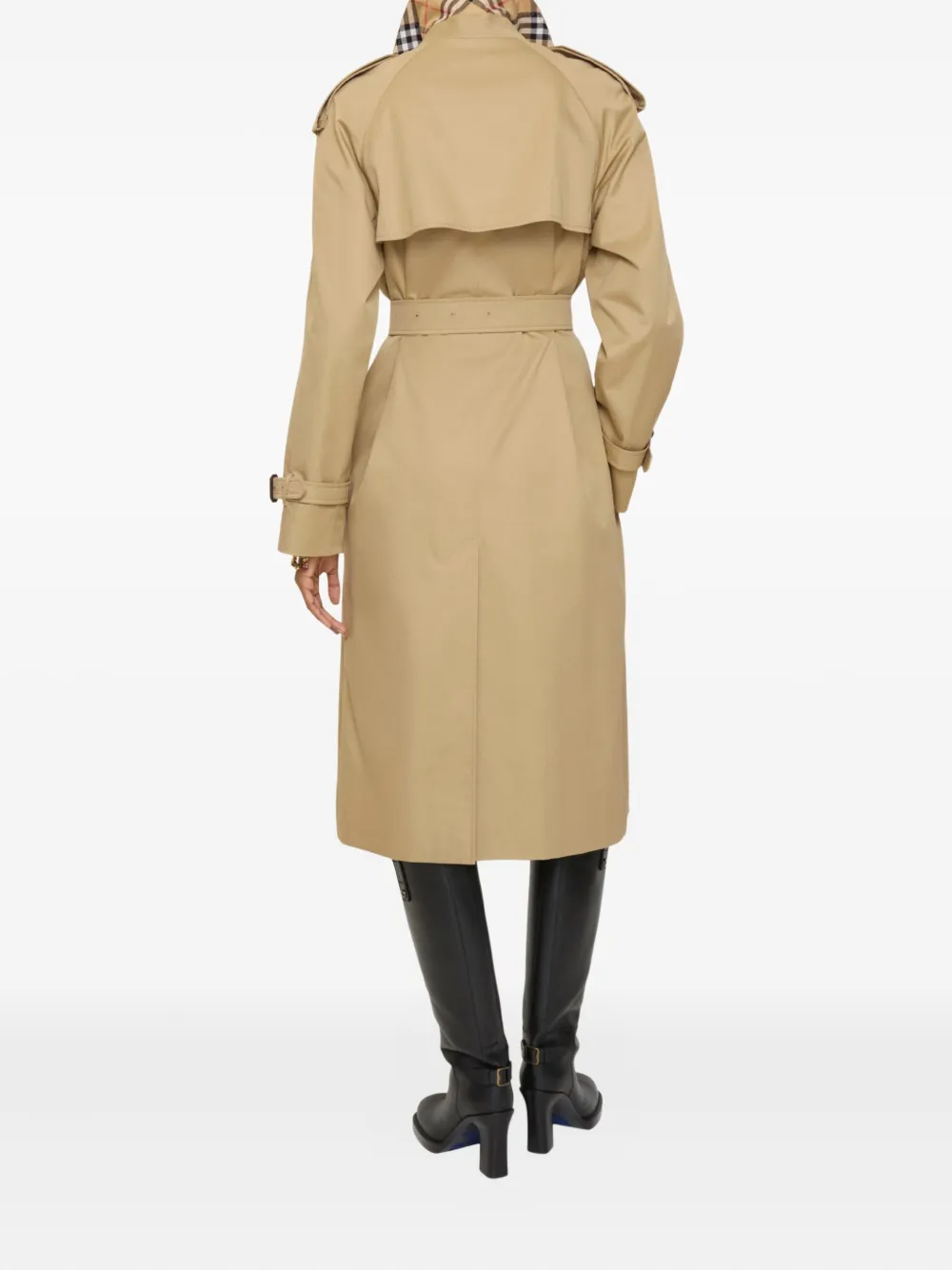 Женский двубортный тренч Burberry, бежевый — фото 4