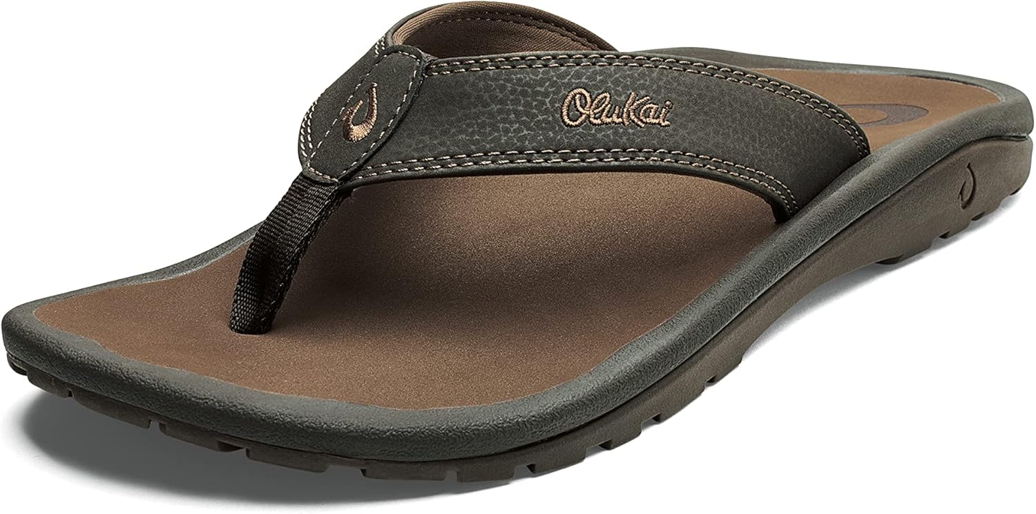 

Мужские пляжные сандалии OLUKAI Ohana, водонепроницаемые шлепанцы, поддержка свода стопы и комфортная посадка, легкие и прочные, улучшенное сцепление и устойчивость, Dark Java/Ray