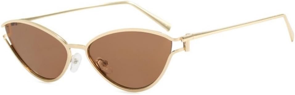 

Женские солнцезащитные очки в форме треугольных «кошачьих глаз» с маленькой оправой, персонализированные, модные, металлические, с защитой от УФ-излучения UV400 UJNHGQ, Gold Tea