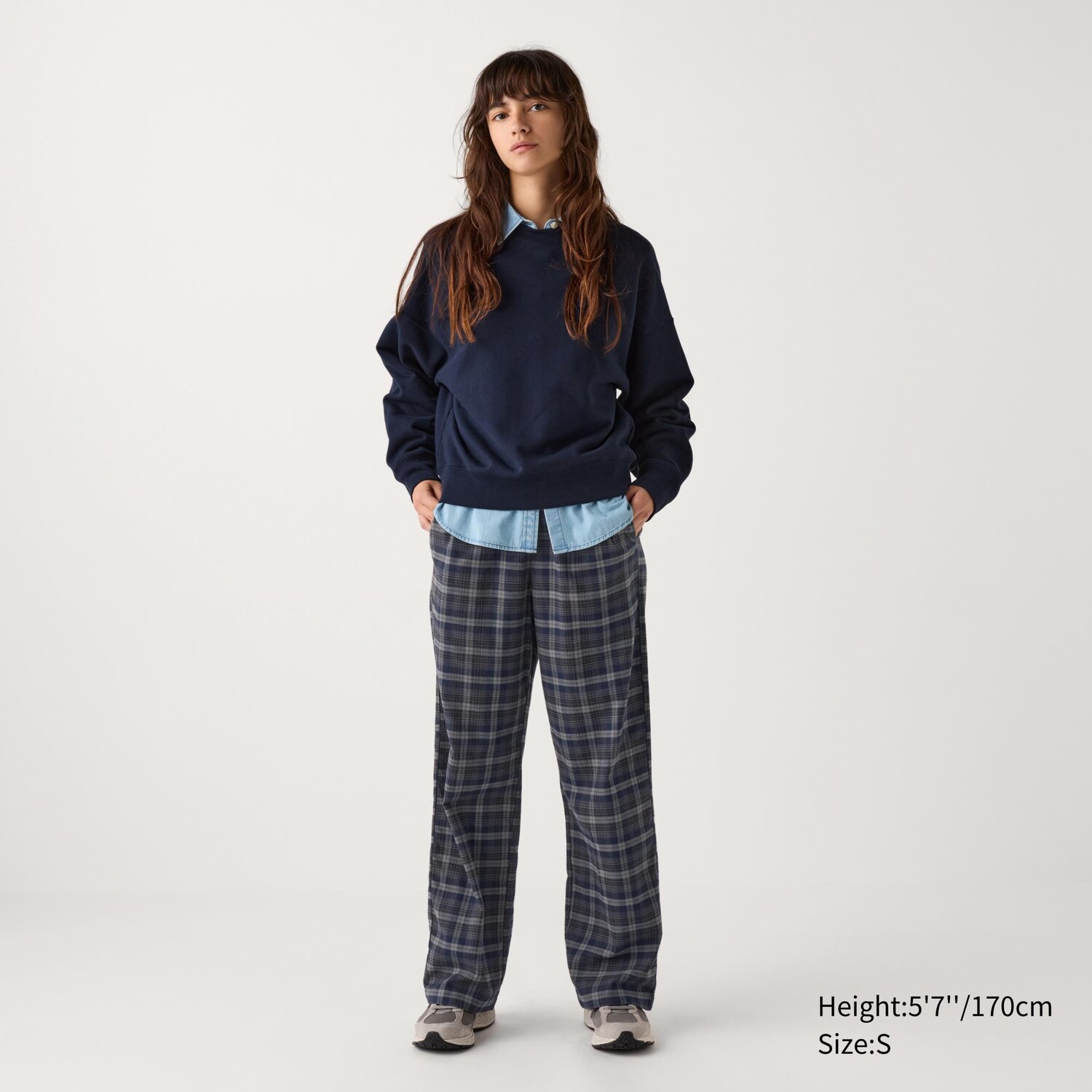 

Фланелевые брюки в клетку UNIQLO, серый