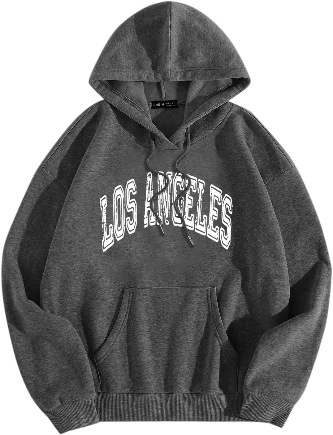 Мужская толстовка Los Angeles Solid Hoodies Comfort Graphic Essential Pullover Sweatshirts свободного кроя с завязками и длинными рукавами Generic, темно-серый