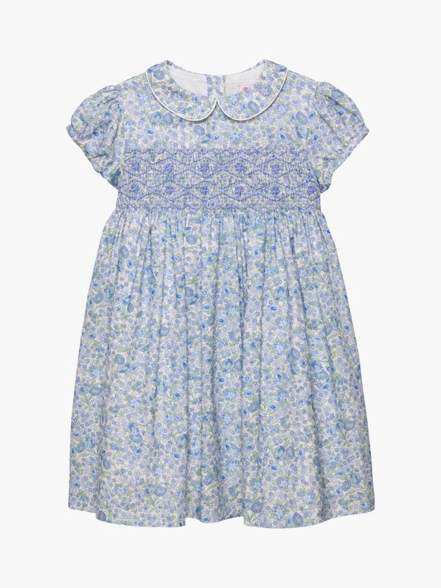 

Детское платье Arabella с цветочным принтом и присборенной юбкой Trotters, Blue
