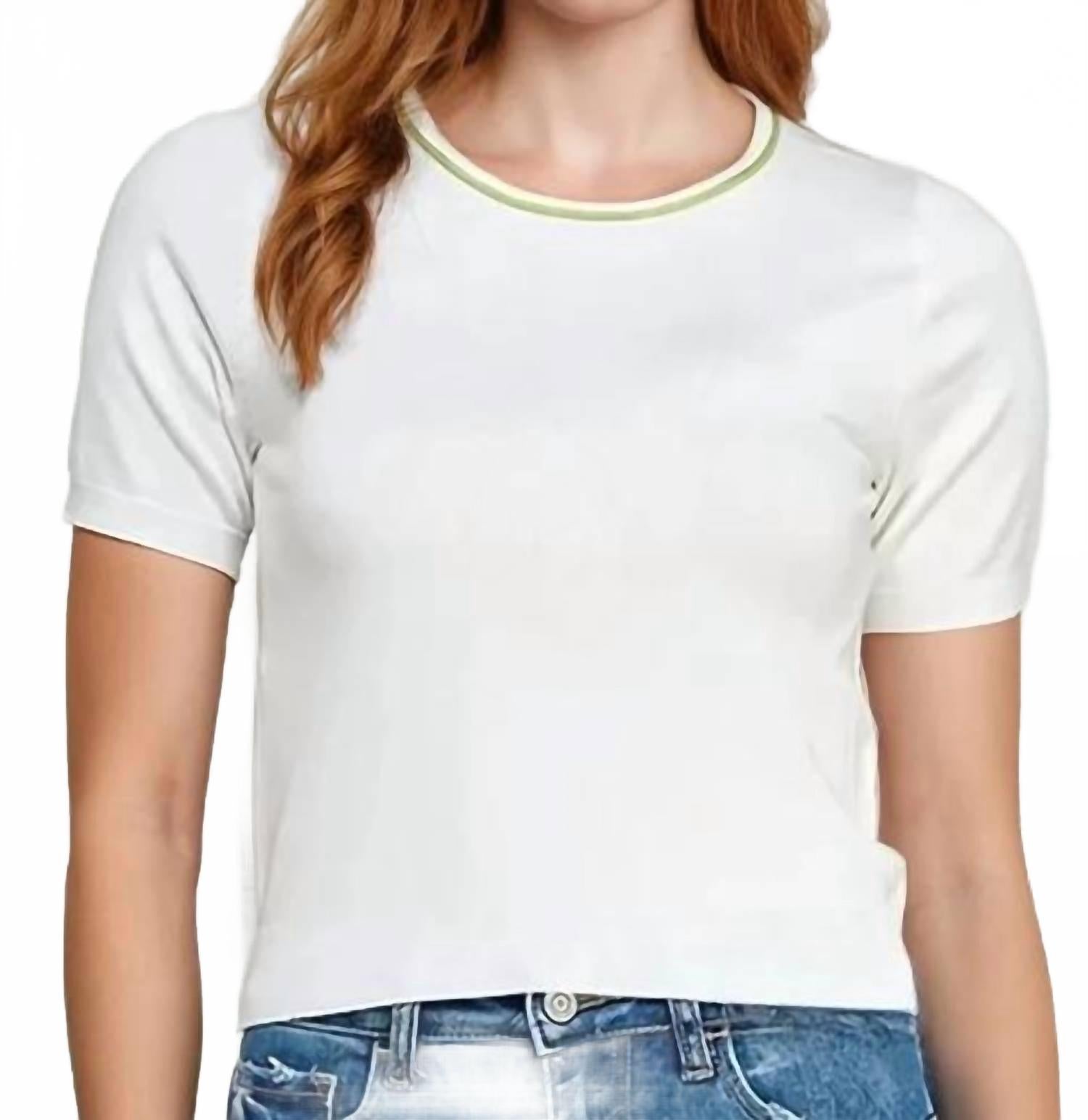 

Nadia Контрастный круглый вязаный топ белого цвета Milk & Honey