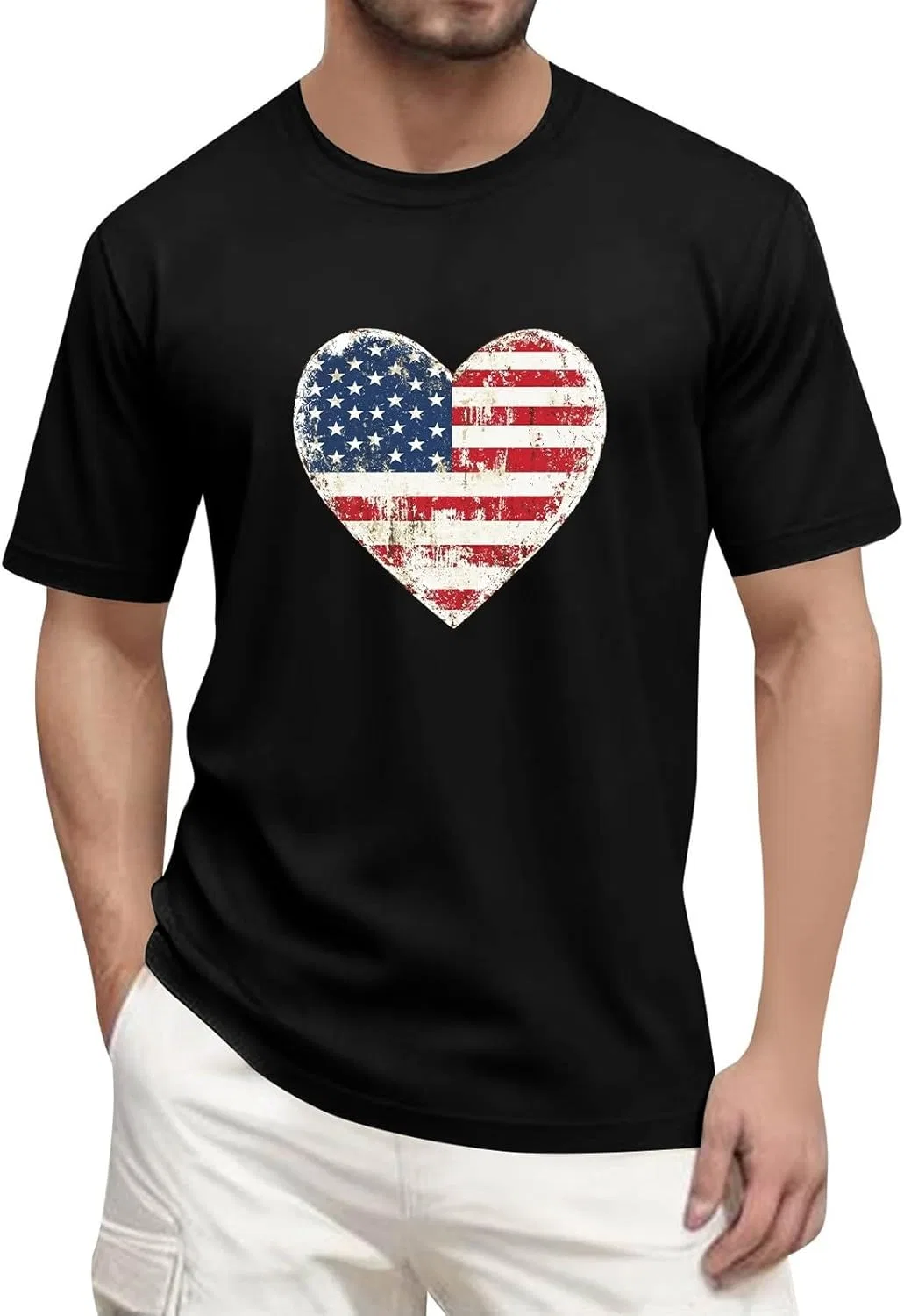 Футболка мужская с американским флагом, Generic, цвет 1-black