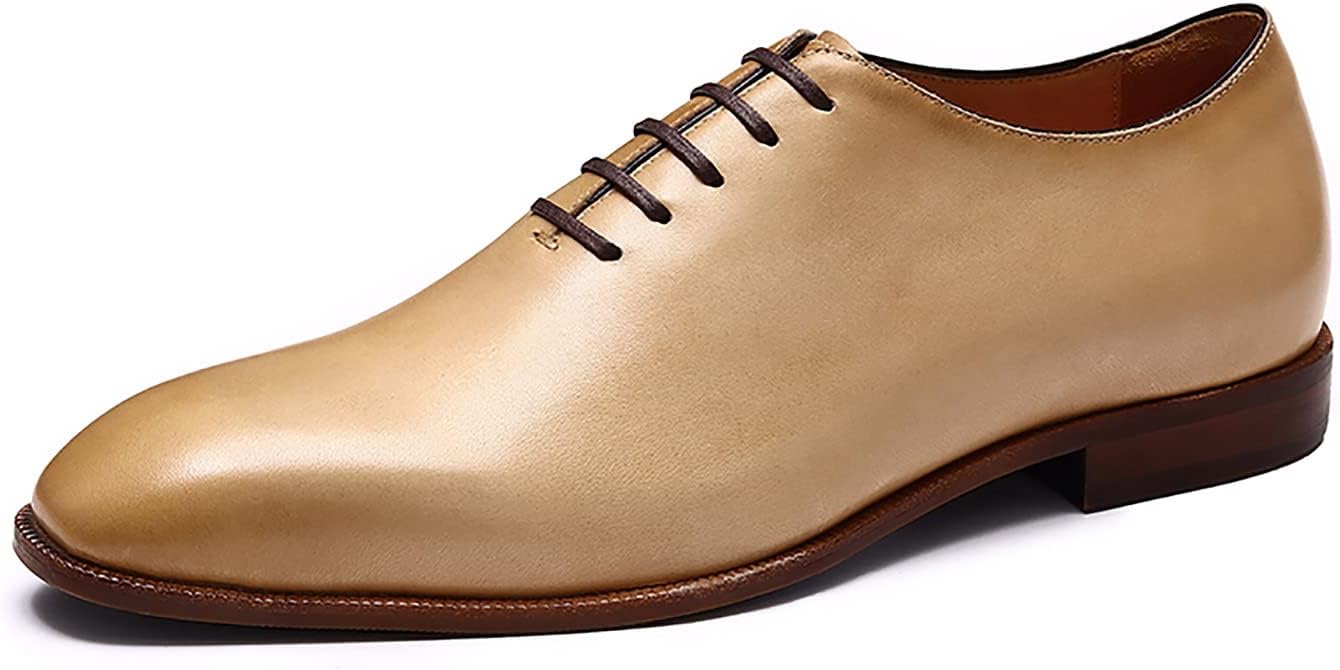 

Мужские оксфорды Santimon из кожи с плоским носком, классические деловые туфли, для вечернего выхода, смокинга и прома, Tan