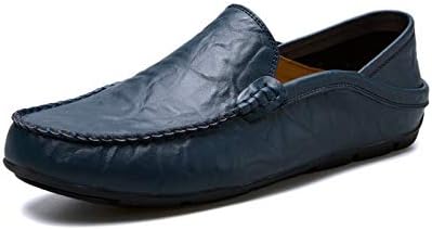 

Мужские премиальные повседневные слипоны из натуральной кожи, дышащие водительские туфли, модные мокасины Senlongbao, синий