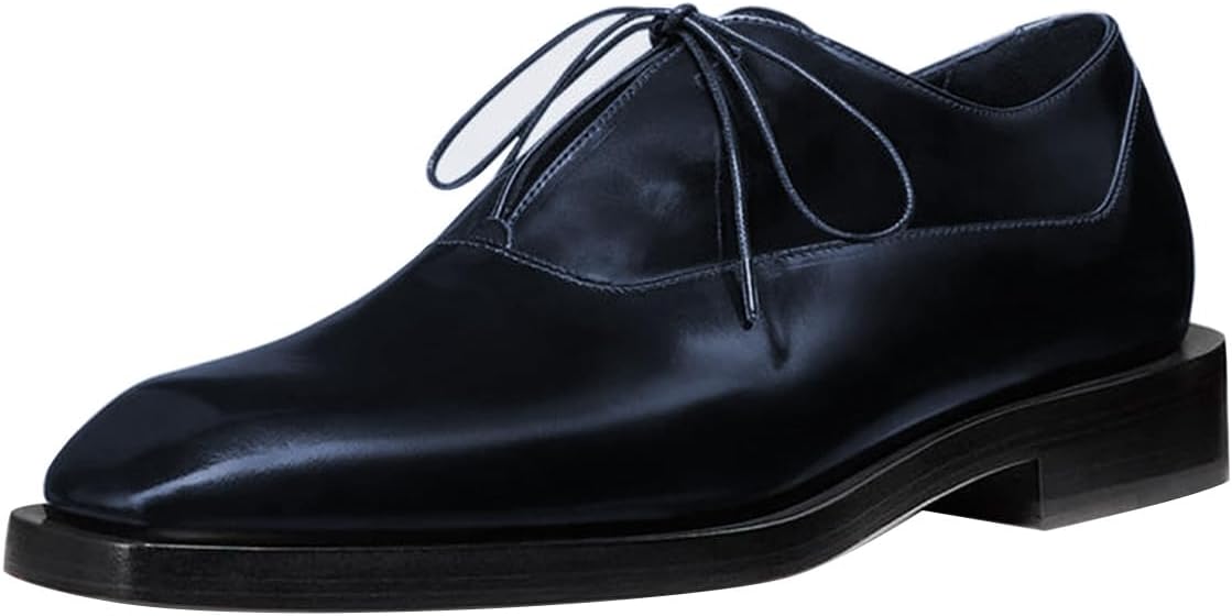 

Мужские стильные оксфорды FSJ с квадратным носком, элегантные кожаные туфли на шнуровке для деловых встреч и свадеб, размеры 4-16 US, темно-синий