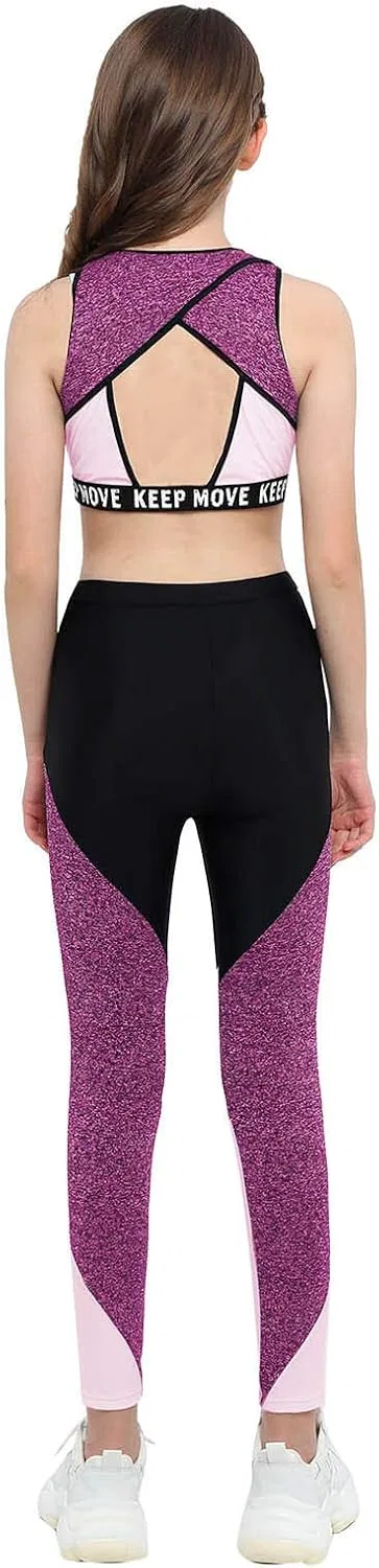 Детский спортивный костюм для девочек Choomomo, топ и леггинсы, Pink Black — фото 2