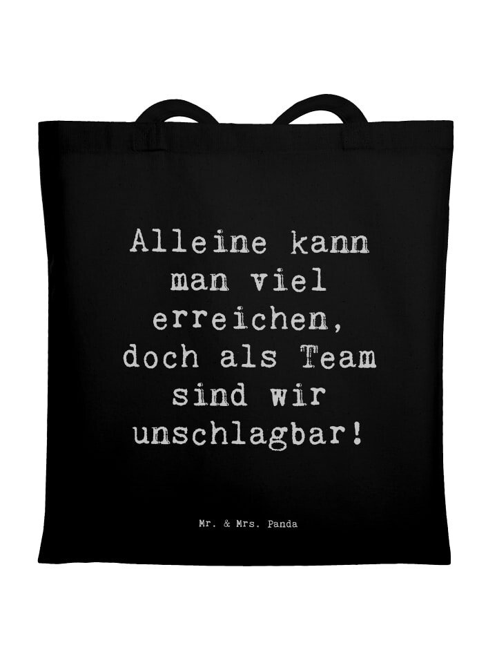 

Сумка Mr. & Mrs. Panda Tragetasche Spruch Im Team zusammenarbeiten mit..., черный