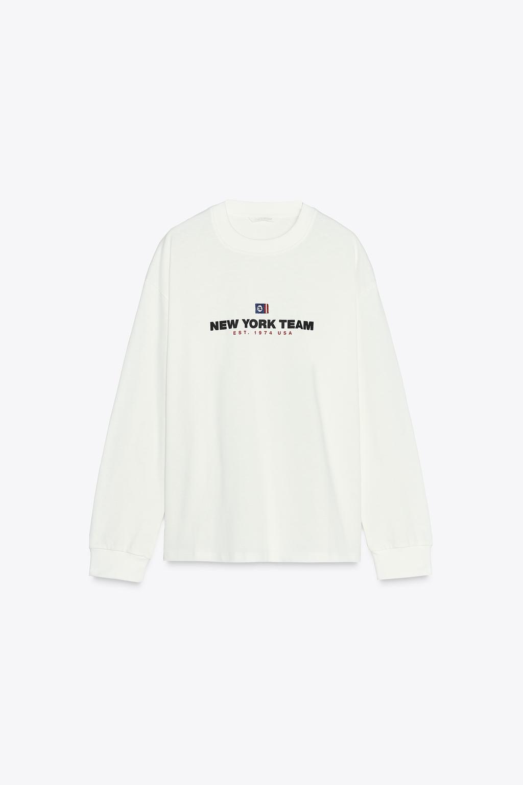 

Футболка с контрастным слоганом ZARA, белый