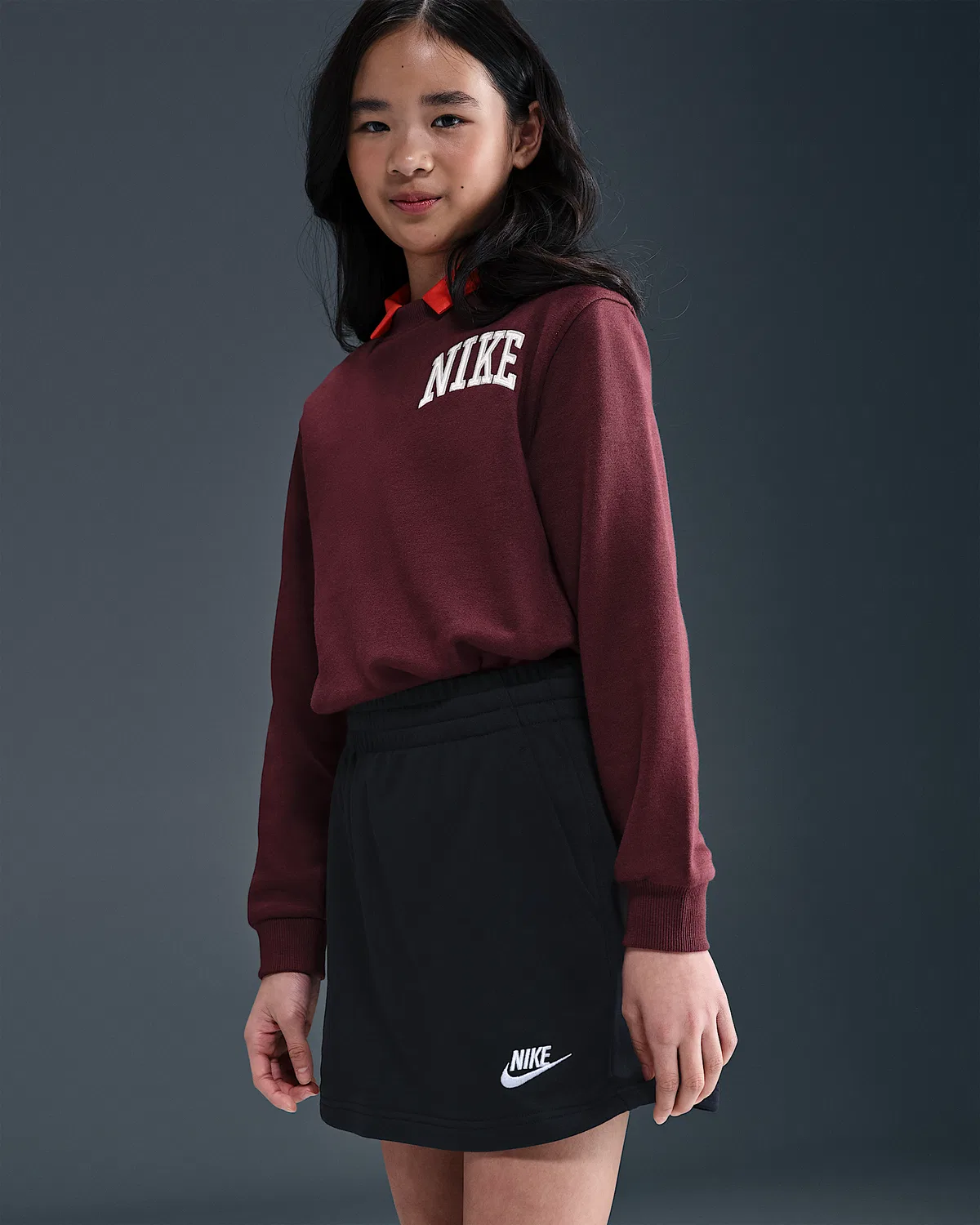 Детская юбка Nike Sportswear Club из французского трикотажа, Black/Black/White — фото 2