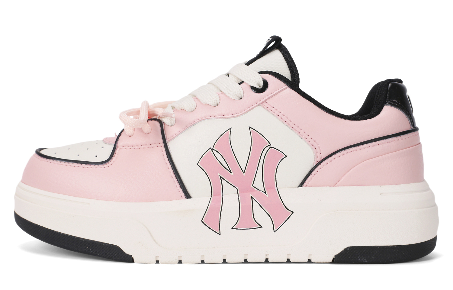 

Износостойкие водонепроницаемые низкие скейтерские кроссовки с утолщенной подошвой для увеличения роста, unisex MLB, бежевый/розовый/черный