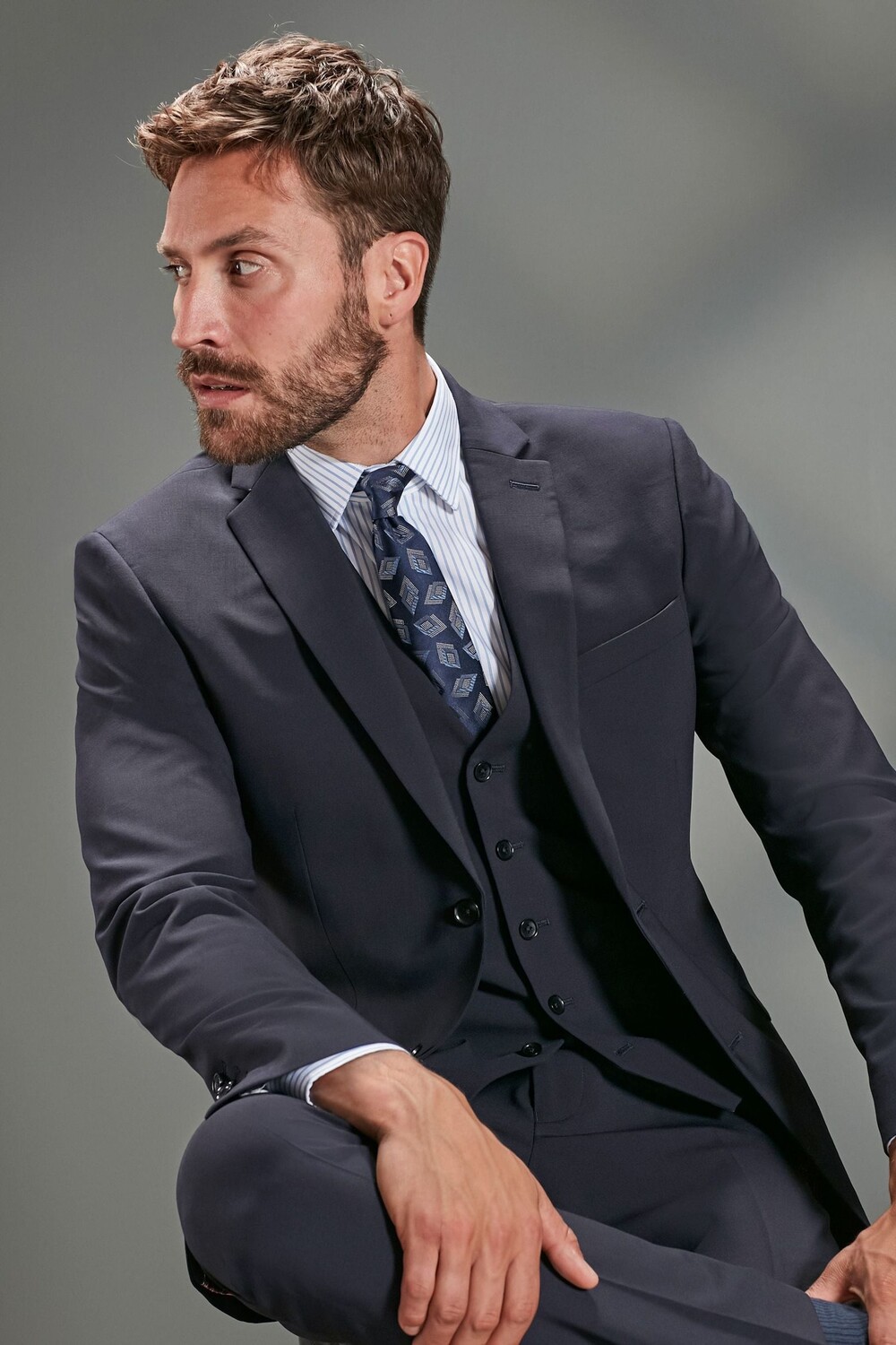 

Шерстяной эластичный пиджак Signature Tollegno Motionflex Next, синий