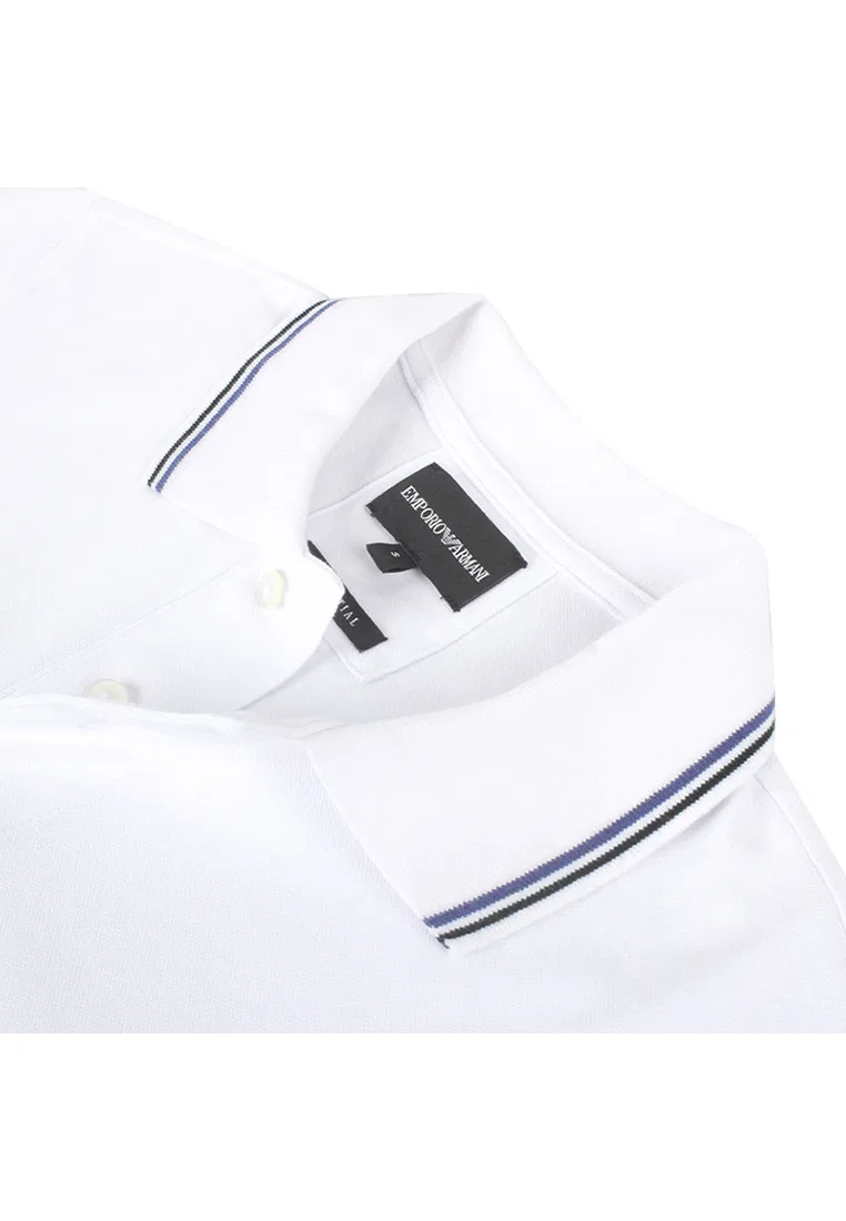 Мужское поло с длинным рукавом, белое, модель 8N1FB5 1JPTZ, Polo Emporio Armani — фото 4
