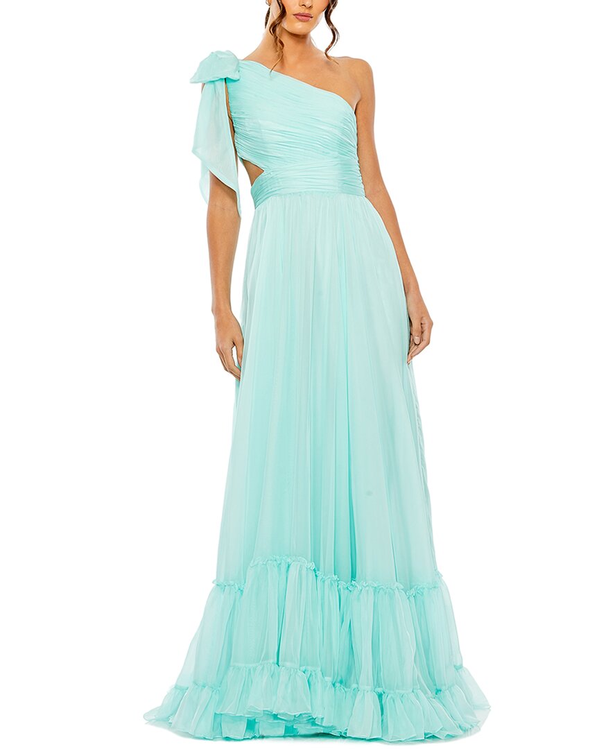 

Многоярусное платье с одним плечом и сборками Mac Duggal, Aqua