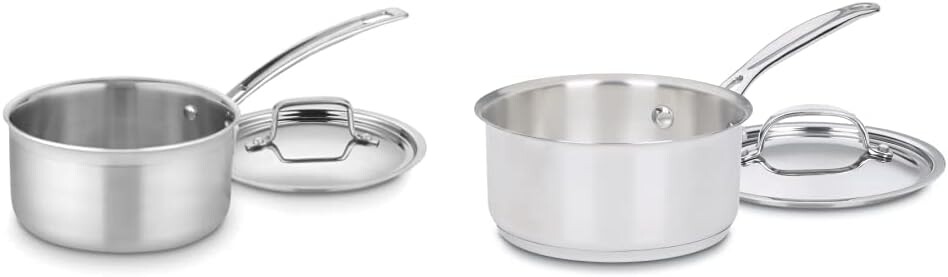 

Cuisinart MCP19-18N Multiclad Pro Triple Ply, 2-литровая сковорода, кастрюля с крышкой и 719-14 Коллекция классической посуды из нержавеющей стали на 1 литр, кастрюля с крышкой 719-14