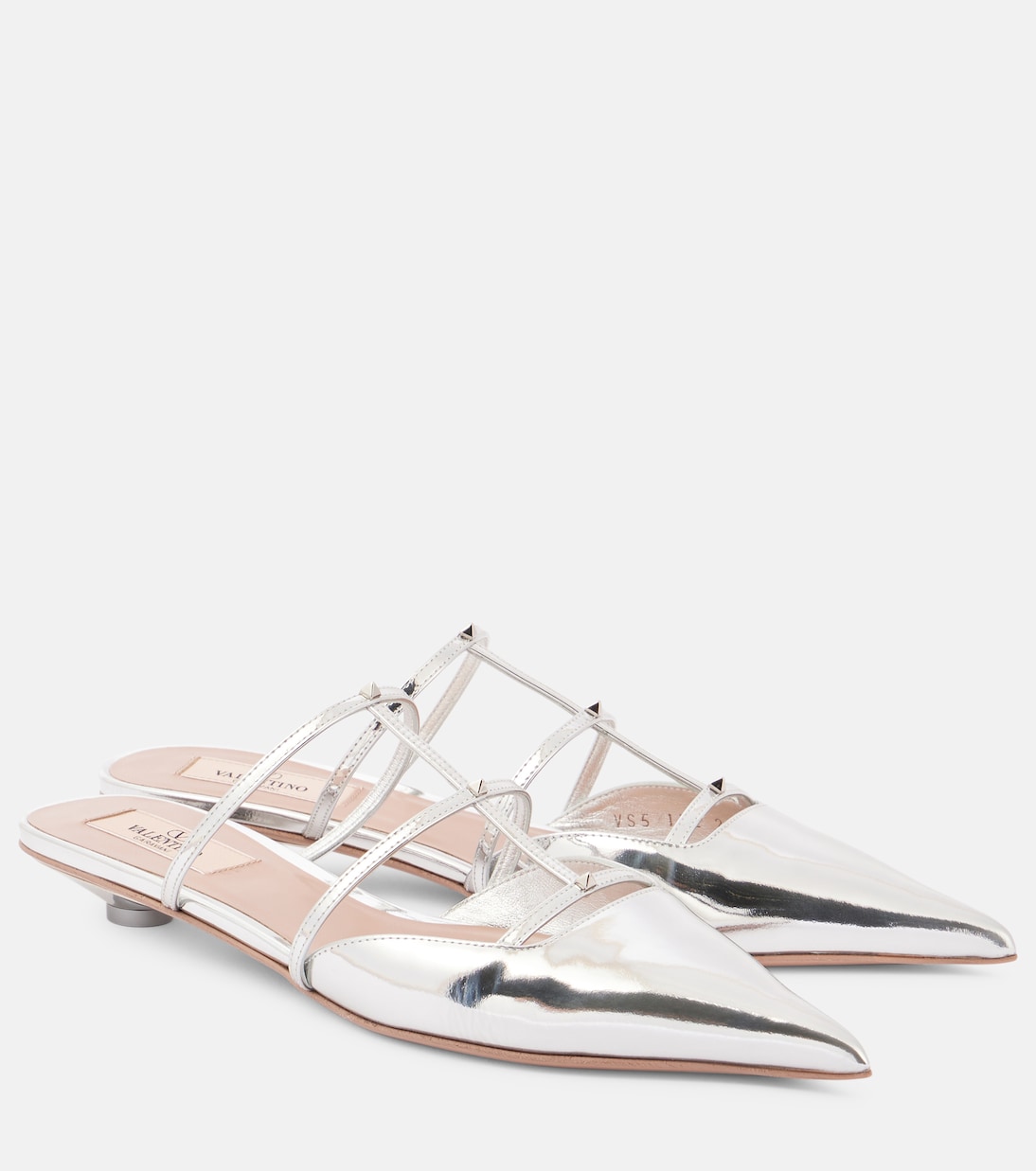 Туфли Rockstud из металлизированной кожи Valentino Garavani, серебряный